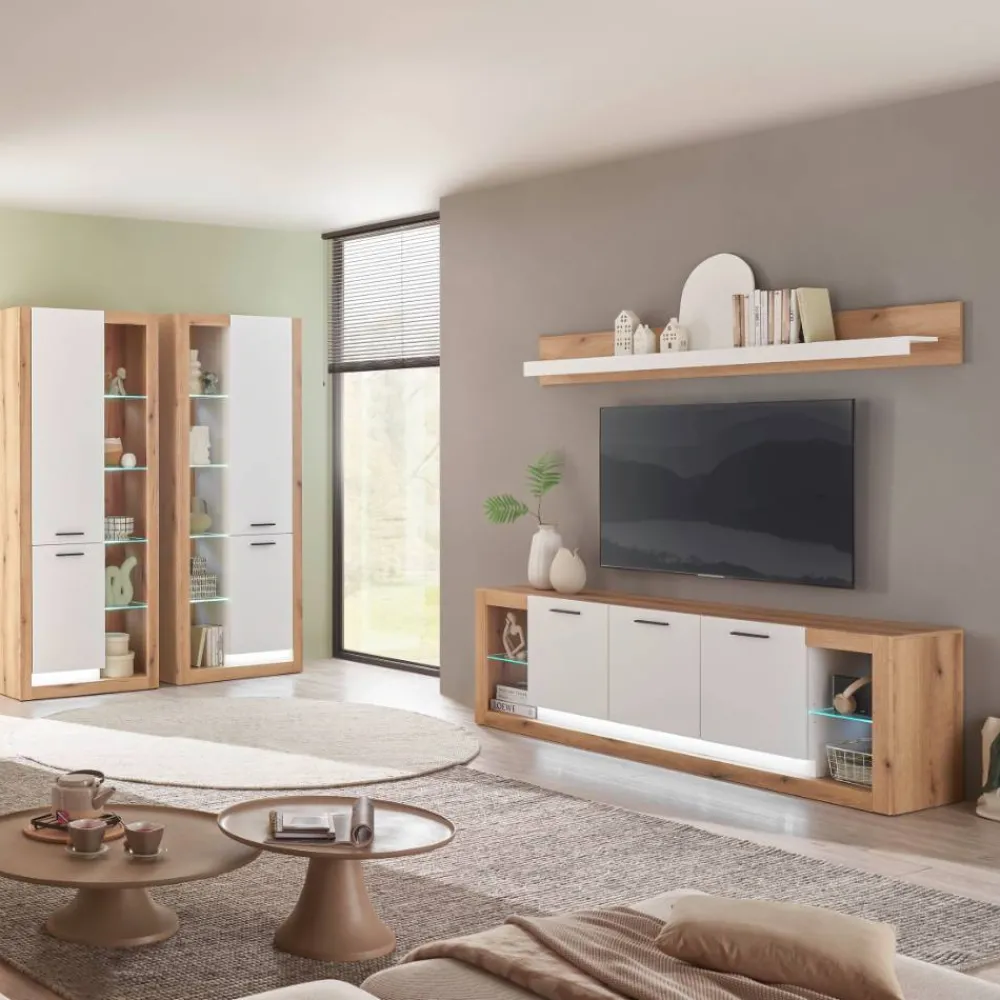 Wohnen Wohnzimmerschränke*TV Anbauwand Set - Adejano (vierteilig)