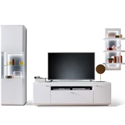 Wohnen TV Anbauwand Set in Weiß - Hazime (dreiteilig)