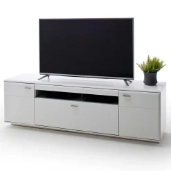 Wohnen TV Anbauwand Set in Weiß - Hazime (dreiteilig)