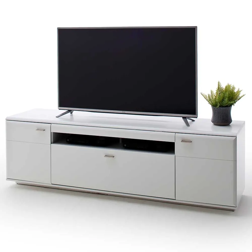 Wohnen TV Anbauwand Set in Weiß - Hazime (dreiteilig)