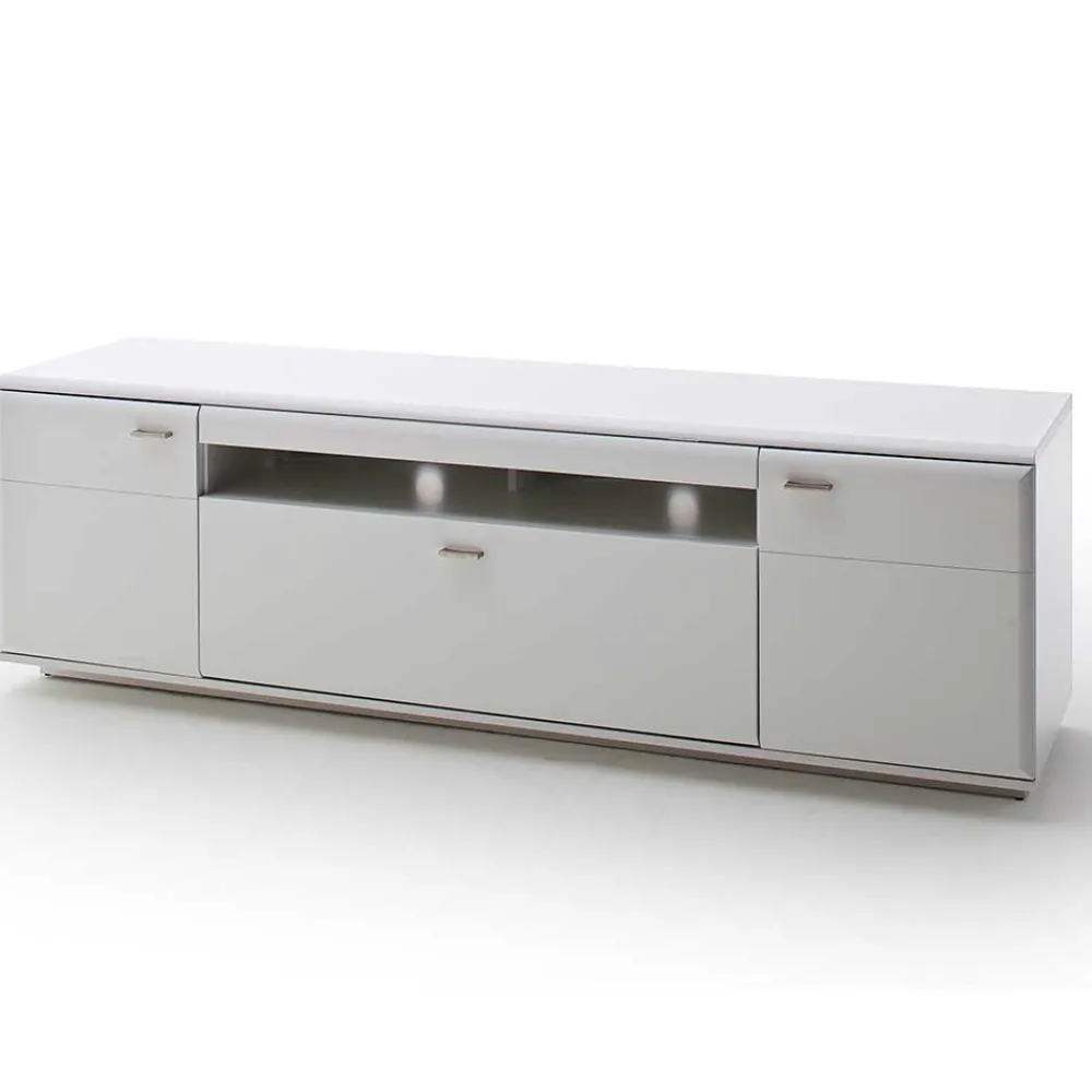 Wohnen TV Anbauwand Set in Weiß - Hazime (dreiteilig)