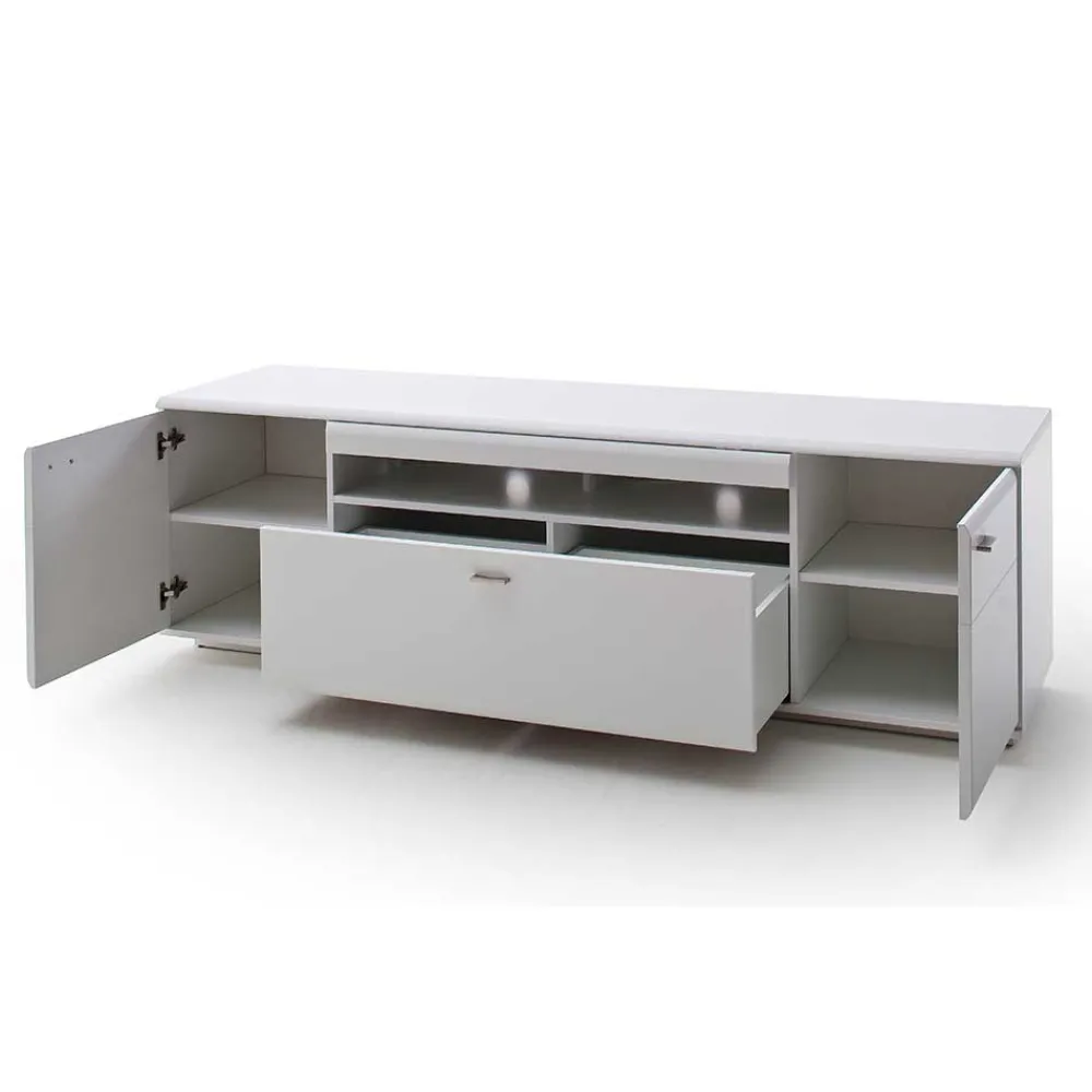 Wohnen TV Anbauwand Set in Weiß - Hazime (dreiteilig)