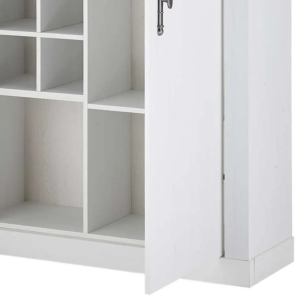 Wohnen Wohnwände|Wohnwand*TV Anbauwand Set in weißer Holzoptik Pinie - Liancos (vierteilig)