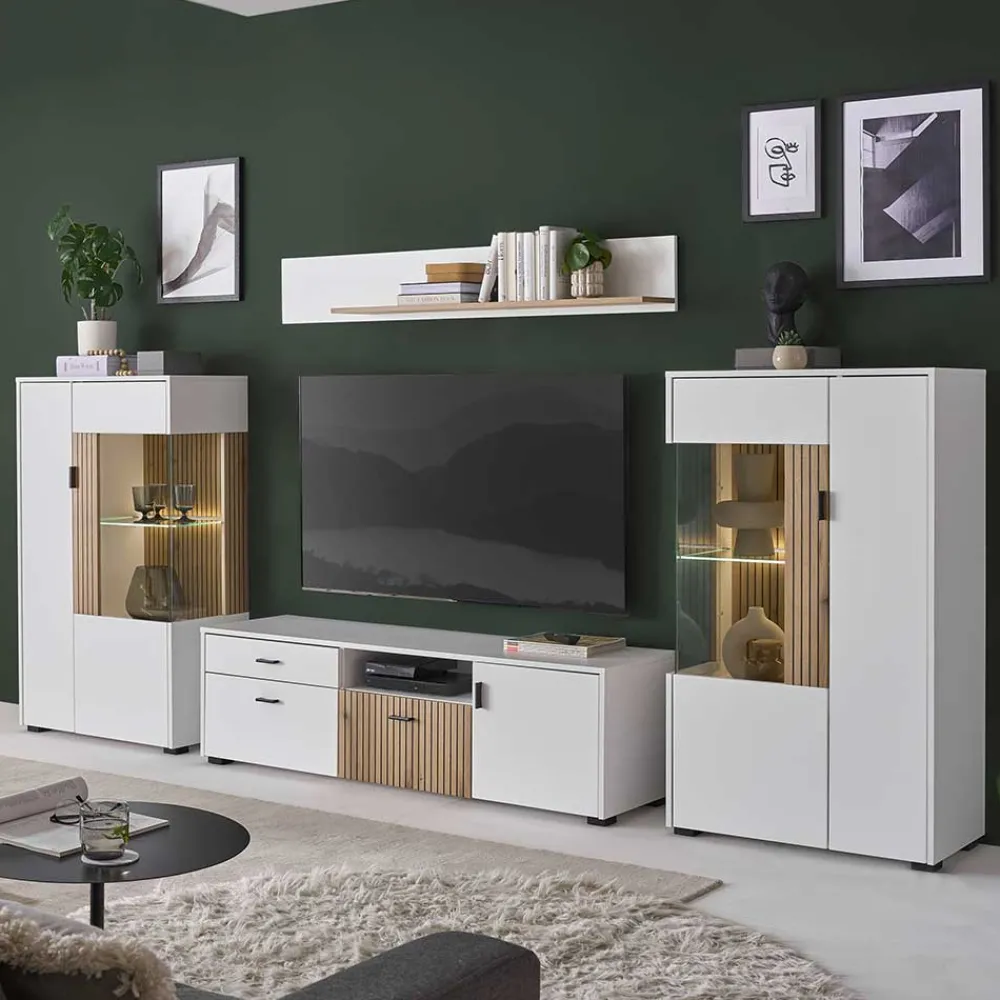 Wohnen TV Anbauwand Set modern - Nenaloro (vierteilig)