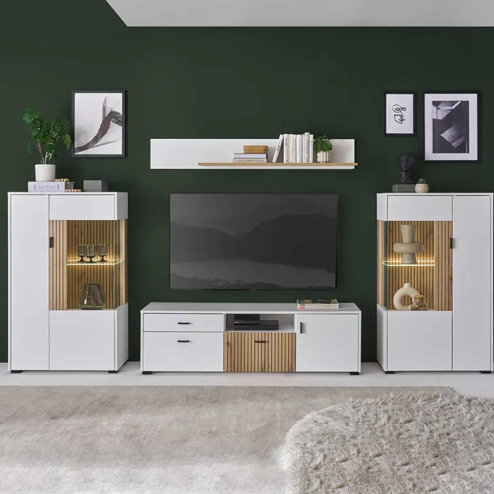 Wohnen TV Anbauwand Set modern - Nenaloro (vierteilig)