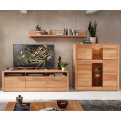 Wohnen Wohnwände|Wohnwand*TV Board & Highboard & Hängeregal Set - Amyonta (dreiteilig)