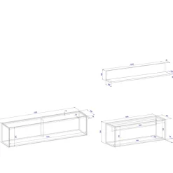 Wohnen Wohnzimmerschränke|Wohnwände*TV Board & Regal & Sekretär hängend - Nonessia (dreiteilig)
