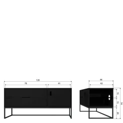 Wohnen TV Board - teilmassiv in Schwarz - Almery