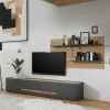 Wohnen Graue Möbel|Wohnzimmerschränke*TV Board & Wandpaneel Set - Ahilav (zweiteilig)