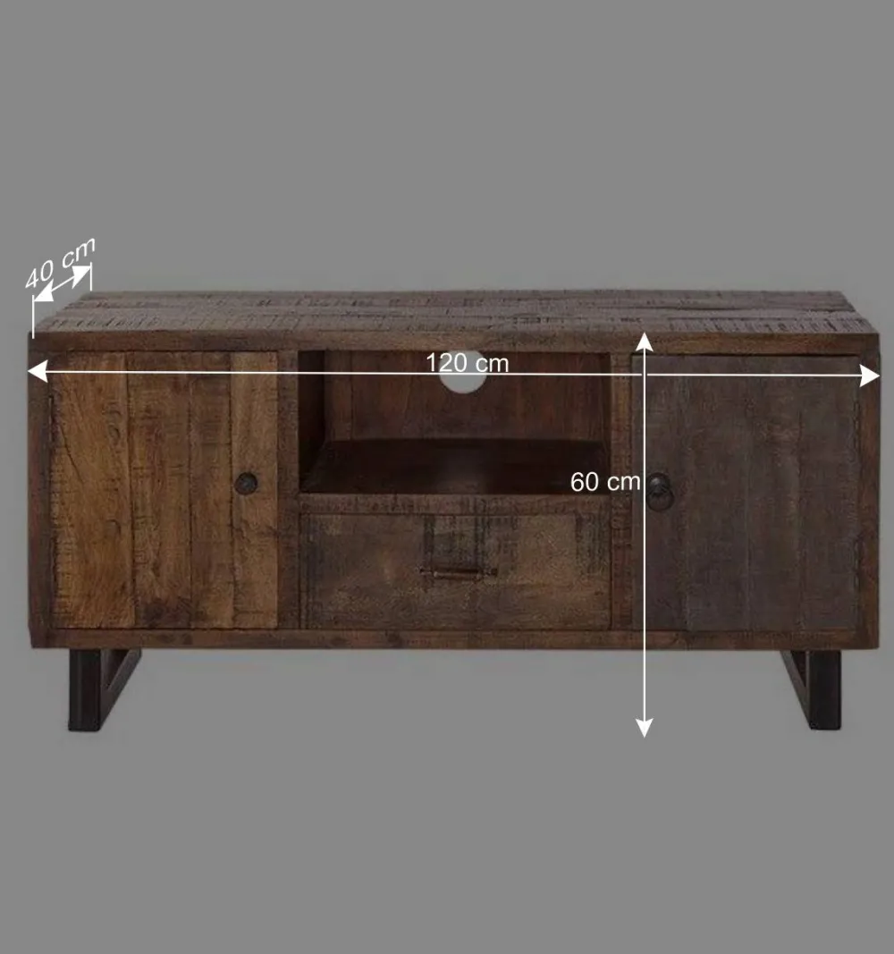 Wohnen Schwarze Möbel|Sideboards & Kommoden*TV Board aus Recyclingholz Mango - Bahiro