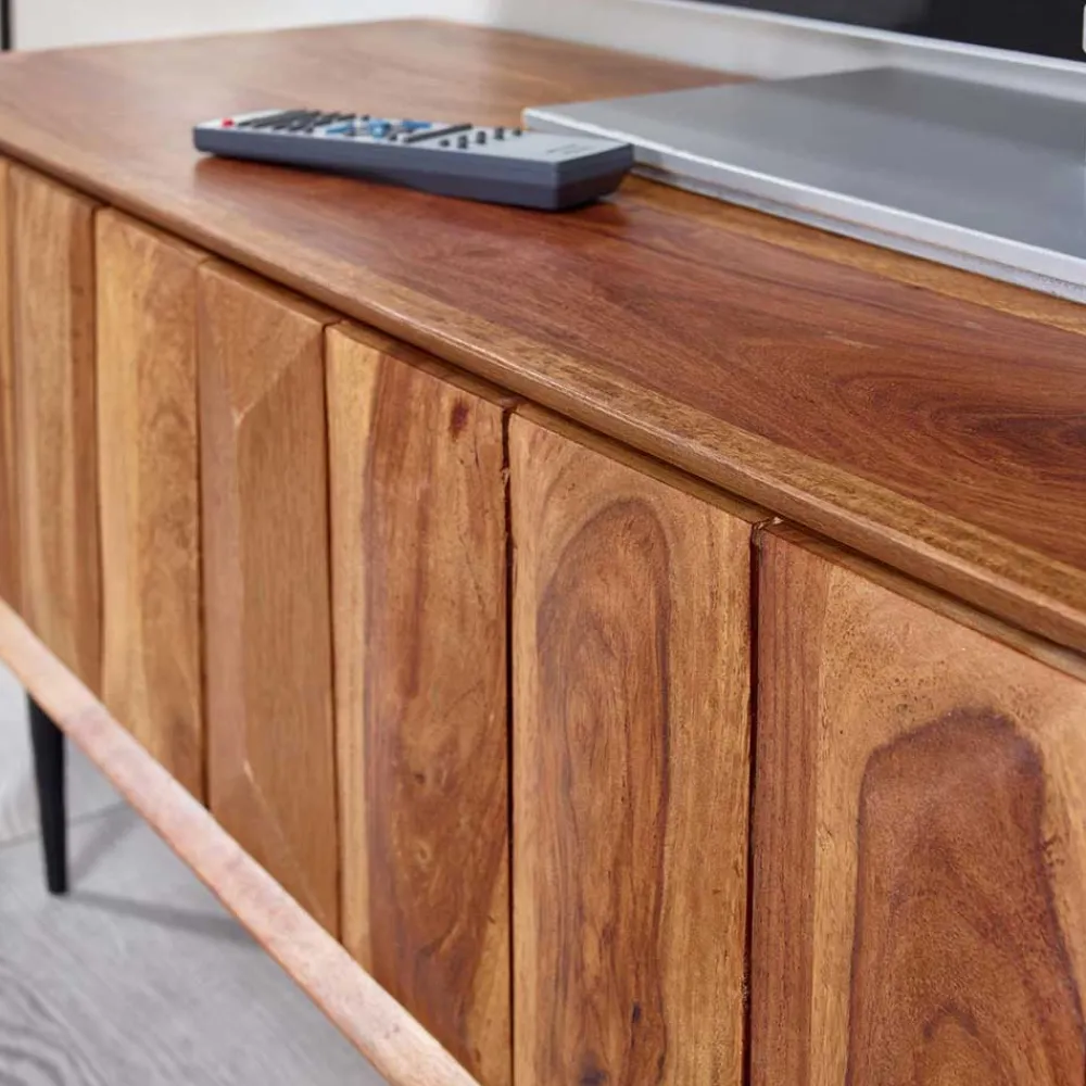 Wohnen TV Board aus Sheesham Massivholz & Metall - Elmin