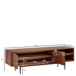 Wohnen TV Board aus Sheesham Massivholz & Metall - Elmin
