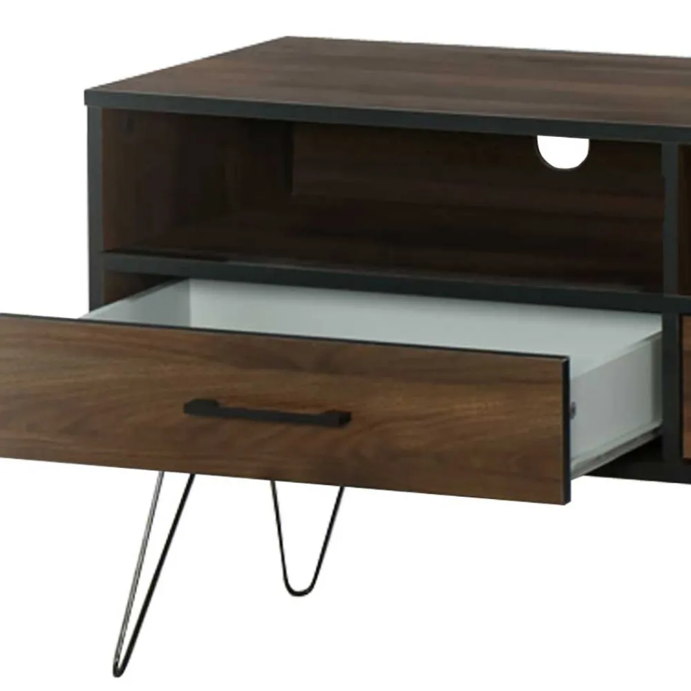 Wohnen TV Board in brauner Holzoptik - Hamidy