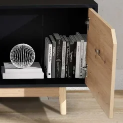 Wohnen TV Board in Eiche und Schwarz - Heraklion