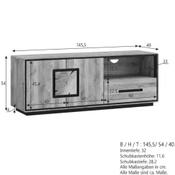 Wohnen TV Board mit Hirnholz Applikation - Shipper