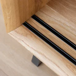 Wohnen Tv & Hifi-Möbel|Tv & Hifi-Möbel*TV Board mit Schiebetüren aus getöntem Glas & Eiche - Fabiella