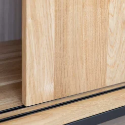 Wohnen Tv & Hifi-Möbel|Tv & Hifi-Möbel*TV Board mit Schiebetüren aus getöntem Glas & Eiche - Fabiella