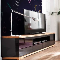 Wohnen TV Hochglanz Lowboard in Schwarz - Ercurs