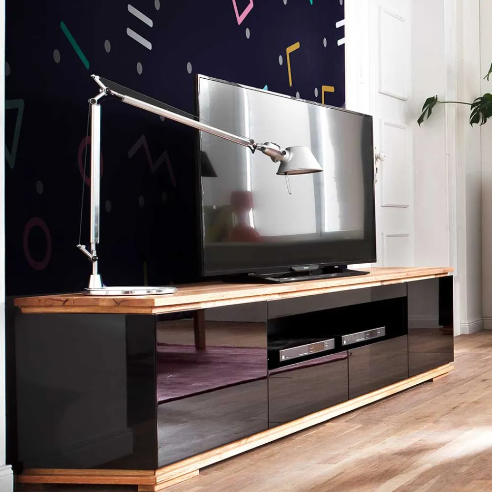 Wohnen TV Hochglanz Lowboard in Schwarz - Ercurs