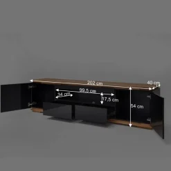 Wohnen TV Hochglanz Lowboard in Schwarz - Ercurs