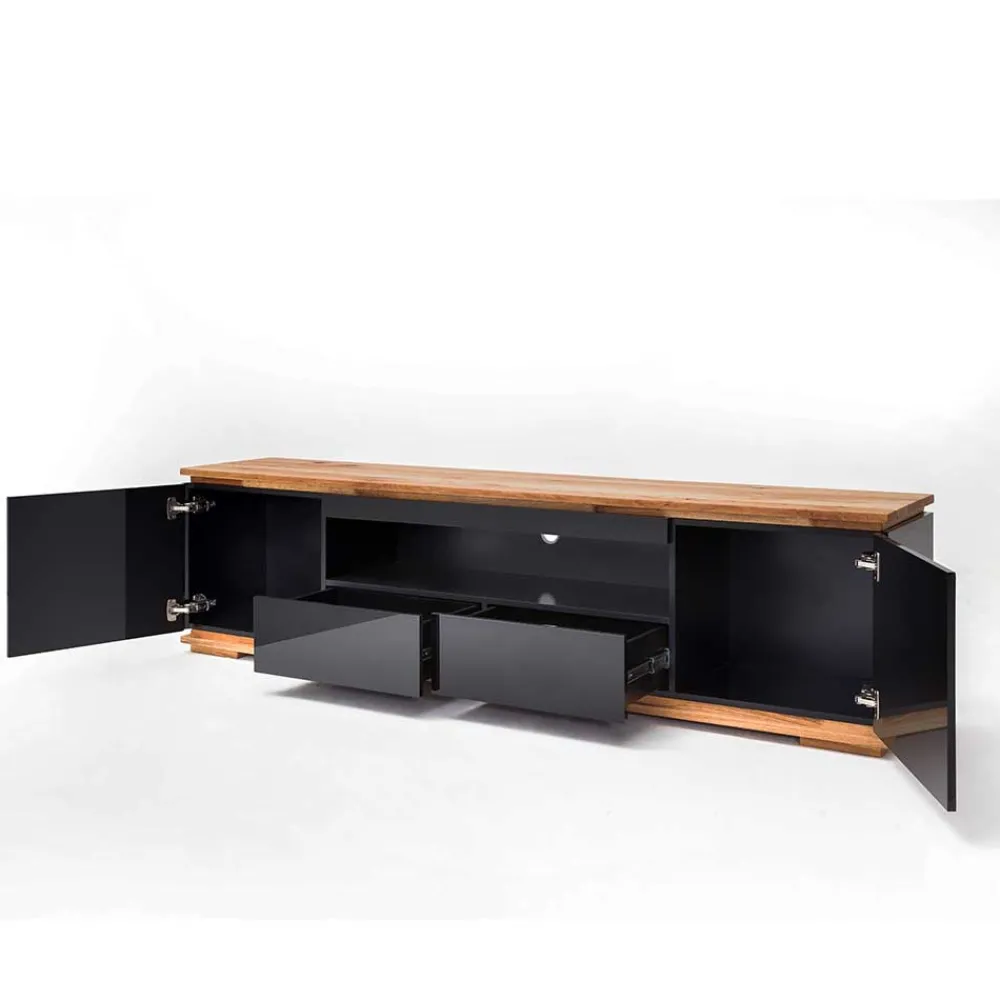 Wohnen TV Hochglanz Lowboard in Schwarz - Ercurs