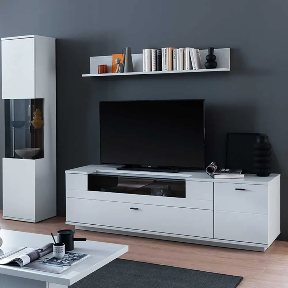 Wohnen Wohnzimmerschränke|Wohnwände*TV Lowboard & Vitrine & Wandboard Set - Apulco (dreiteilig)