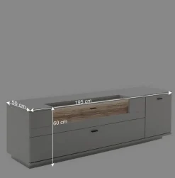 Wohnen Wohnzimmerschränke|Wohnwände*TV Lowboard & Vitrine & Wandboard Set - Apulco (dreiteilig)