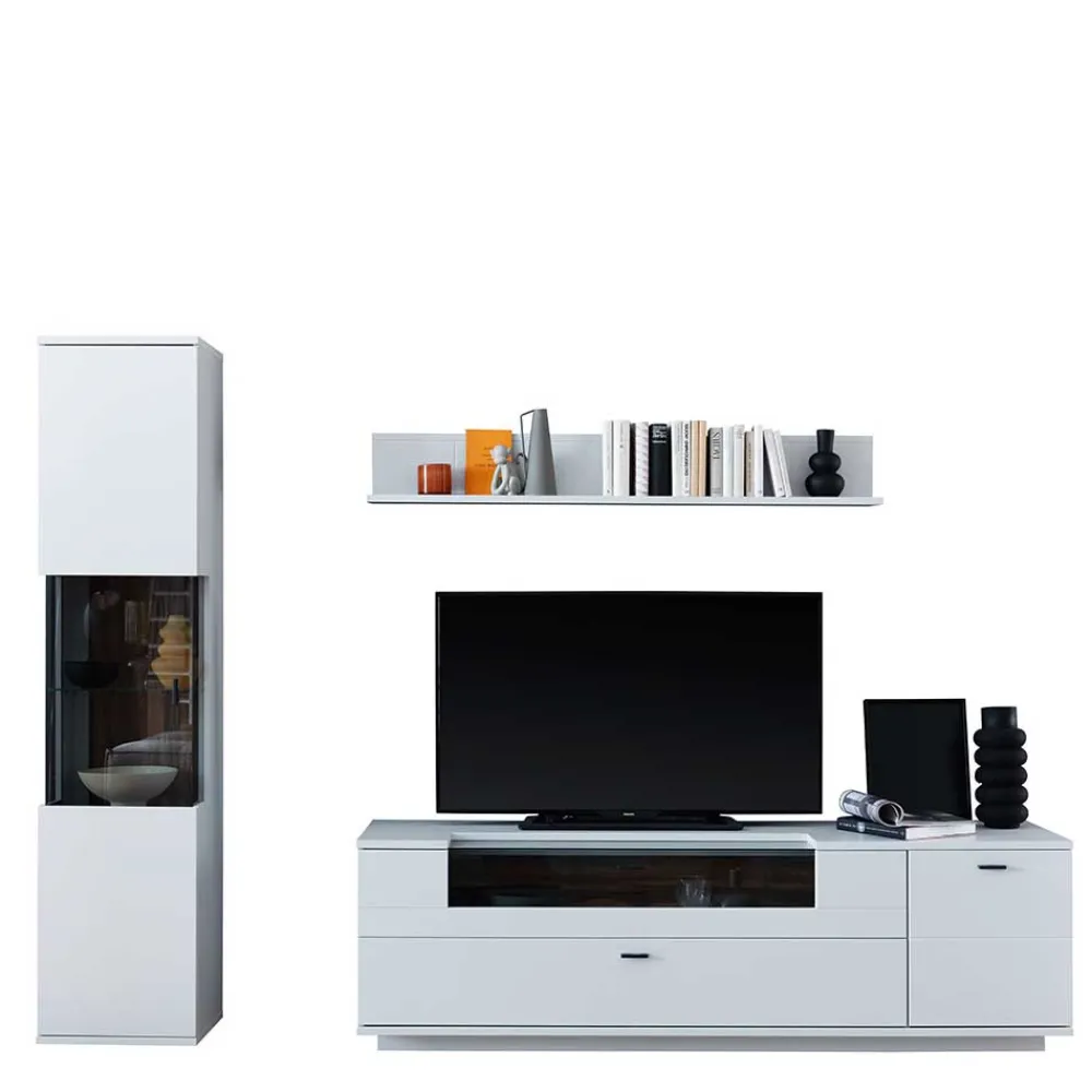 Wohnen Wohnzimmerschränke|Wohnwände*TV Lowboard & Vitrine & Wandboard Set - Apulco (dreiteilig)