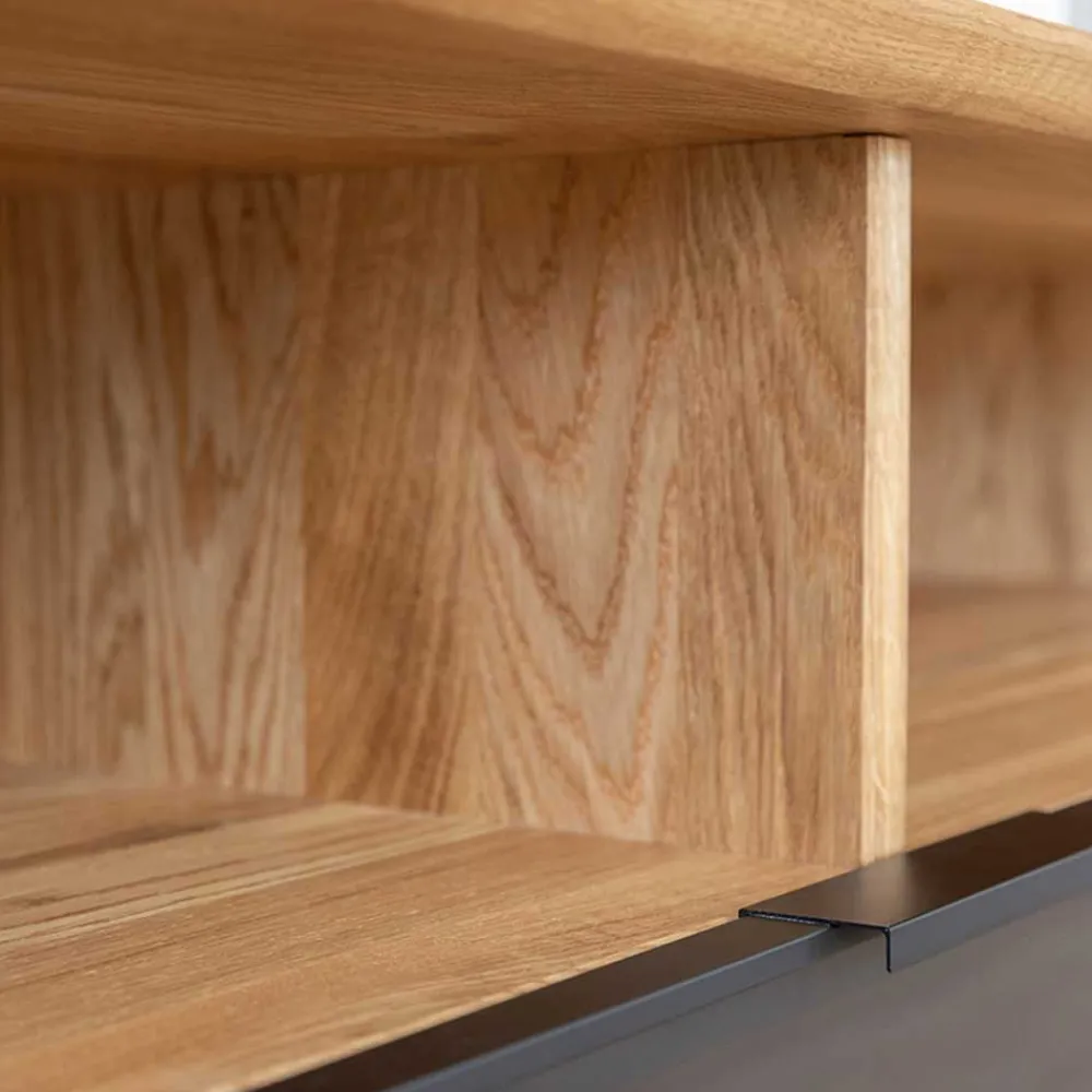 Wohnen Tv & Hifi-Möbel|Tv & Hifi-Möbel*TV Lowboard aus Eiche und Metall - Fabiella