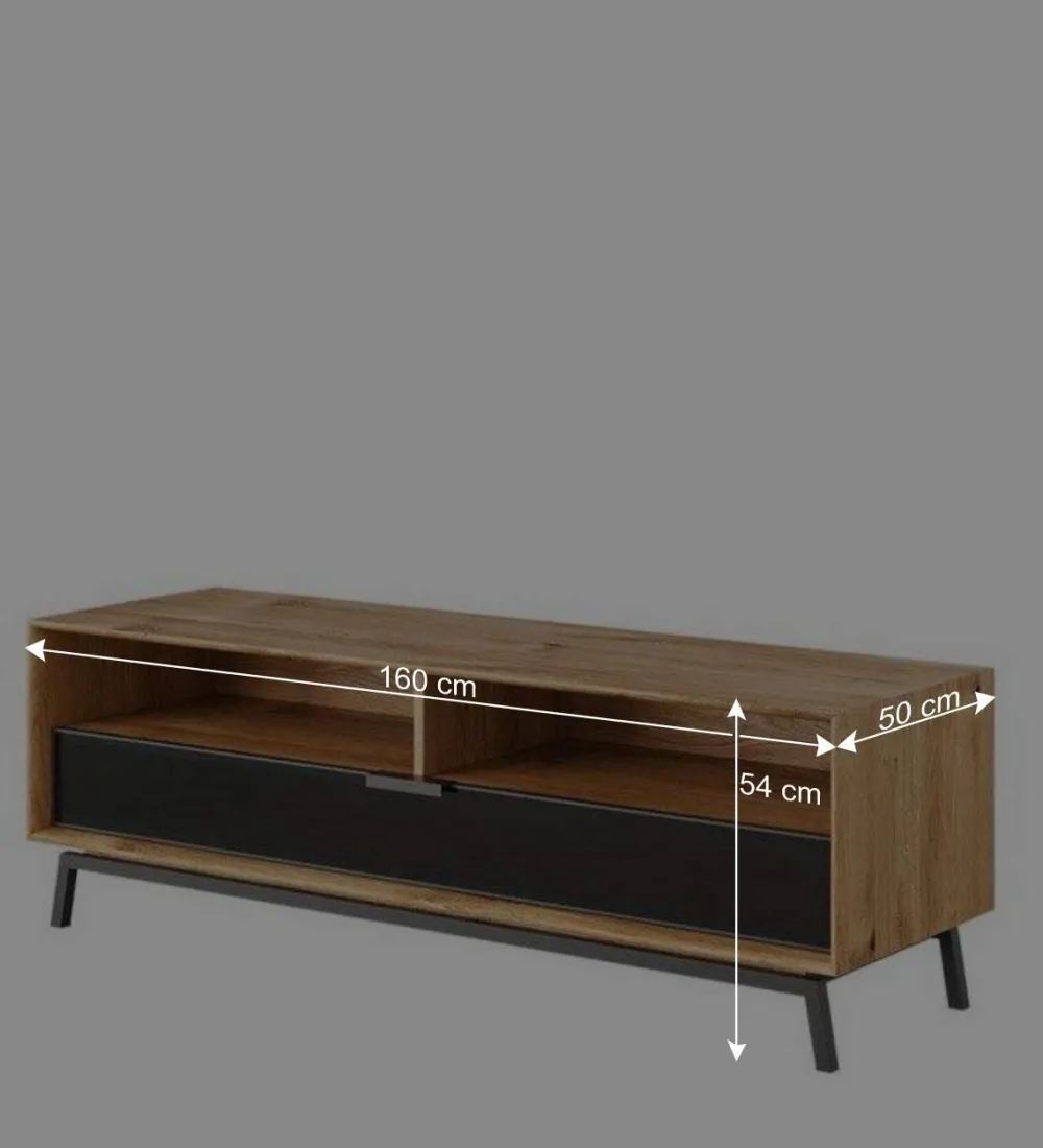 Wohnen Tv & Hifi-Möbel|Tv & Hifi-Möbel*TV Lowboard aus Eiche und Metall - Fabiella