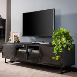 Wohnen TV Lowboard aus Metall & Glas - Brayden