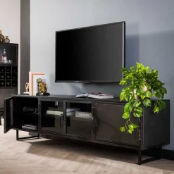 Wohnen TV Lowboard aus Metall & Glas - Brayden