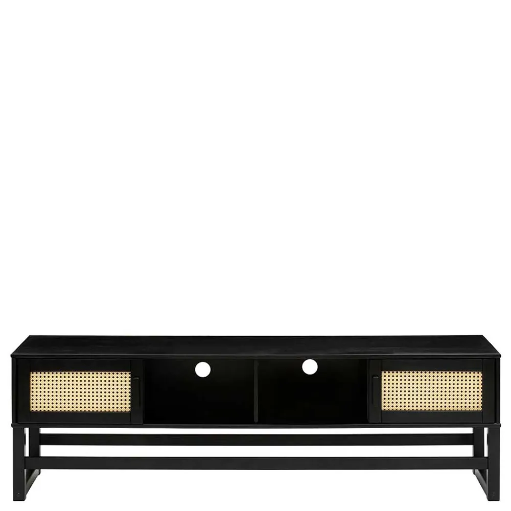 Wohnen TV Lowboard in Dunkelbraun mit Wiener Geflecht - Santiana