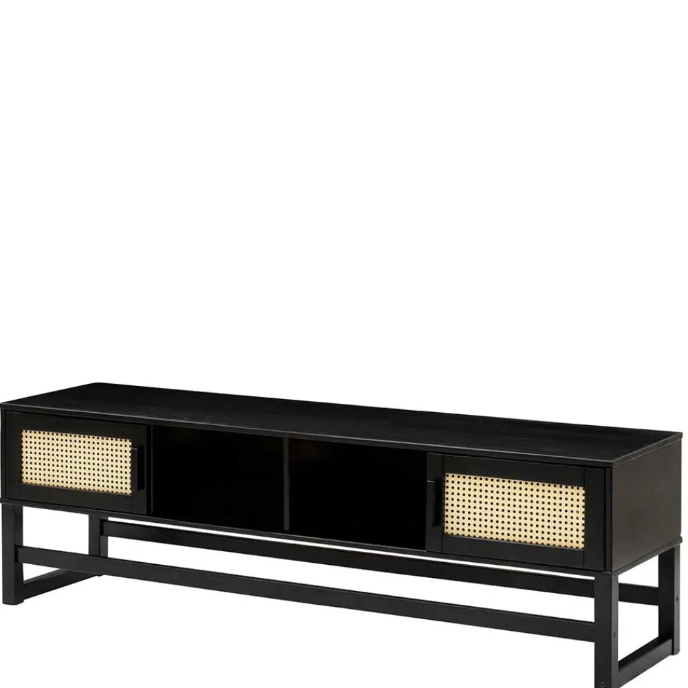 Wohnen TV Lowboard in Dunkelbraun mit Wiener Geflecht - Santiana