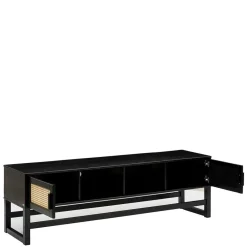 Wohnen TV Lowboard in Dunkelbraun mit Wiener Geflecht - Santiana