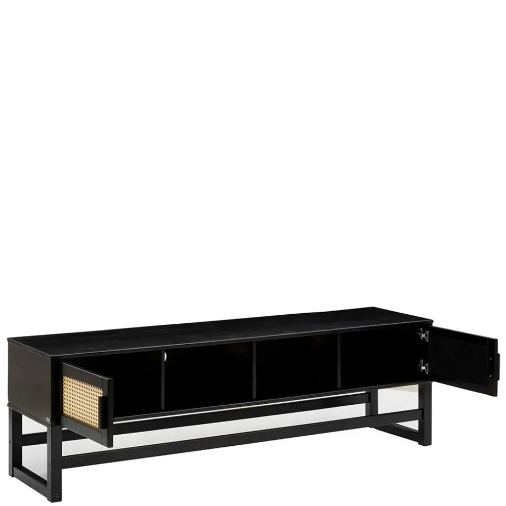 Wohnen TV Lowboard in Dunkelbraun mit Wiener Geflecht - Santiana