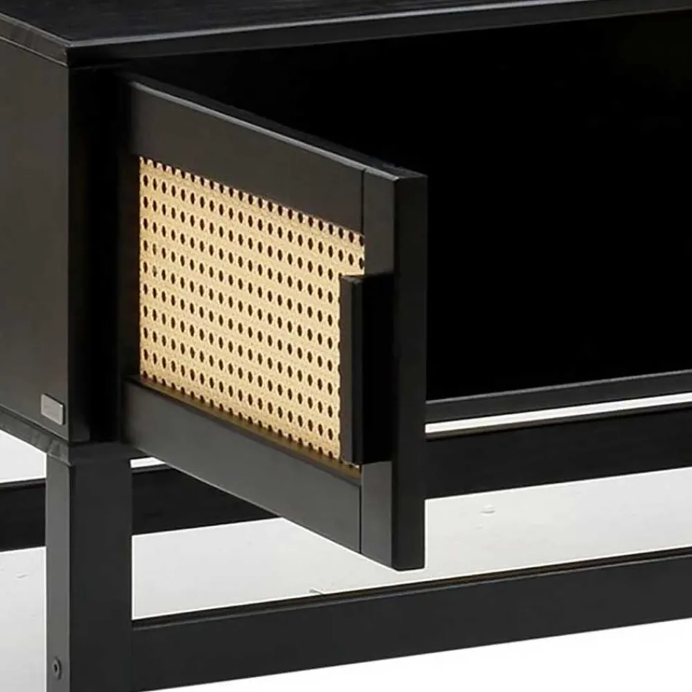 Wohnen TV Lowboard in Dunkelbraun mit Wiener Geflecht - Santiana