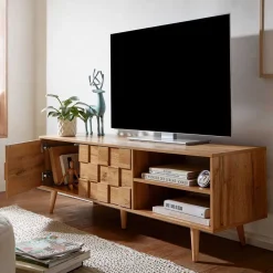 Wohnen TV Lowboard in Eiche Holzoptik - Senba