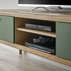 Wohnen TV Lowboard in Graugrün und Wildeiche - Oliva