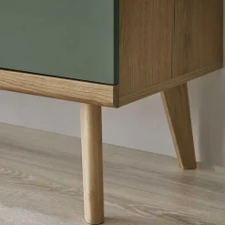 Wohnen TV Lowboard in Graugrün und Wildeiche - Oliva