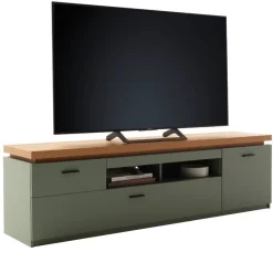 Wohnen TV Lowboard in Graugrün und Eiche - Kwin