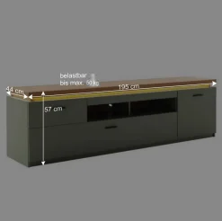 Wohnen TV Lowboard in Graugrün und Eiche - Kwin