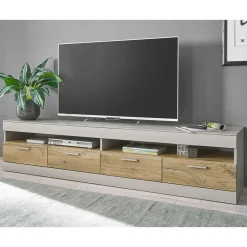 Wohnen TV Lowboard in Hellgrau & Zinneiche NB - Lioscas