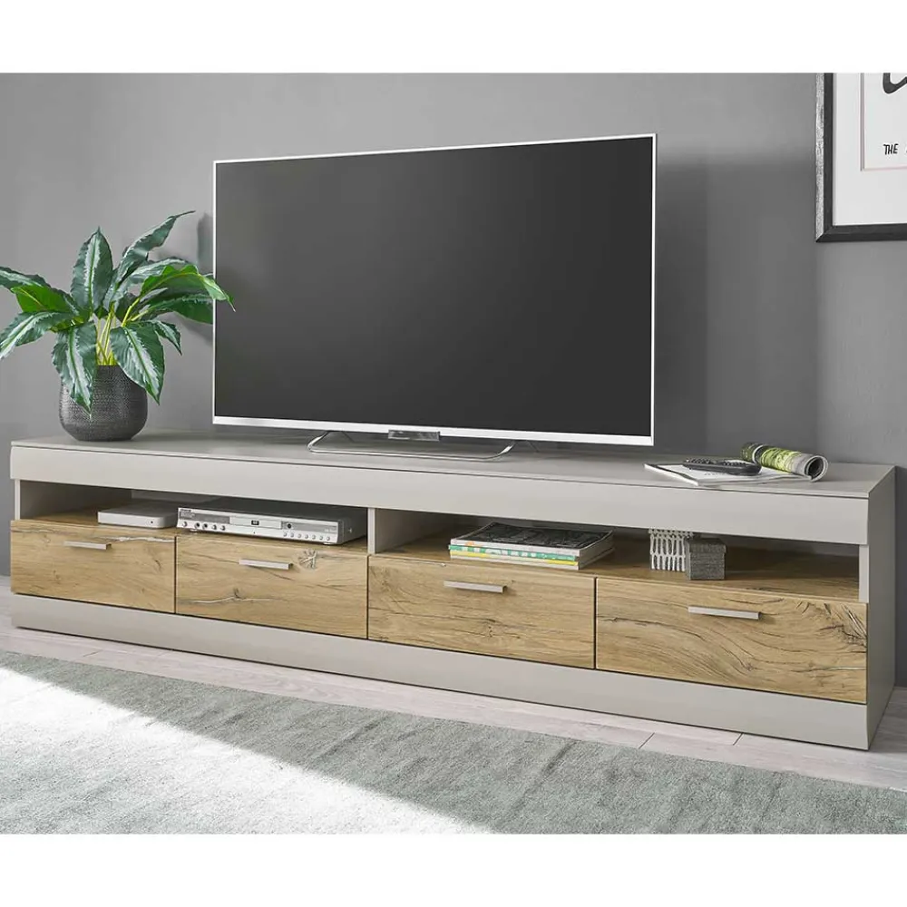 Wohnen TV Lowboard in Hellgrau & Zinneiche NB - Lioscas
