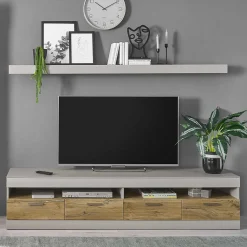Wohnen TV Lowboard in Hellgrau & Zinneiche NB - Lioscas