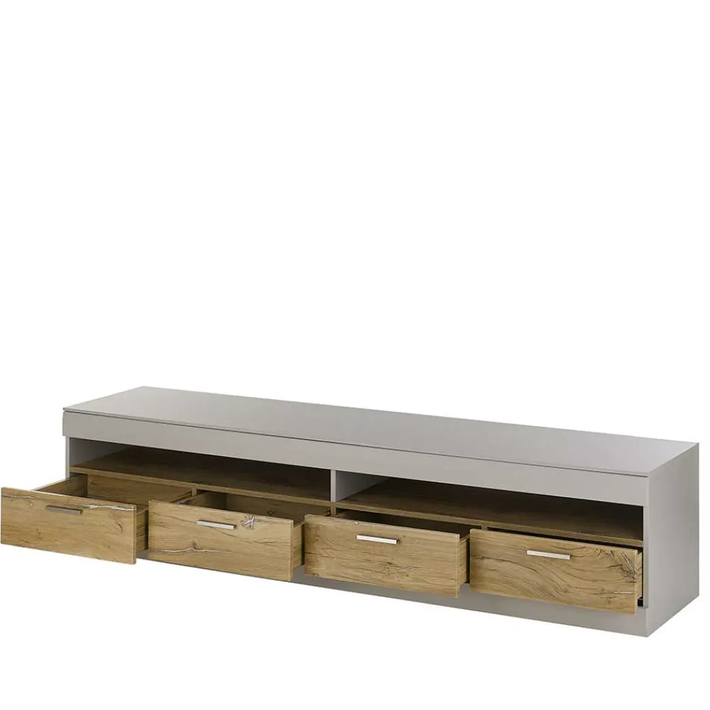 Wohnen TV Lowboard in Hellgrau & Zinneiche NB - Lioscas