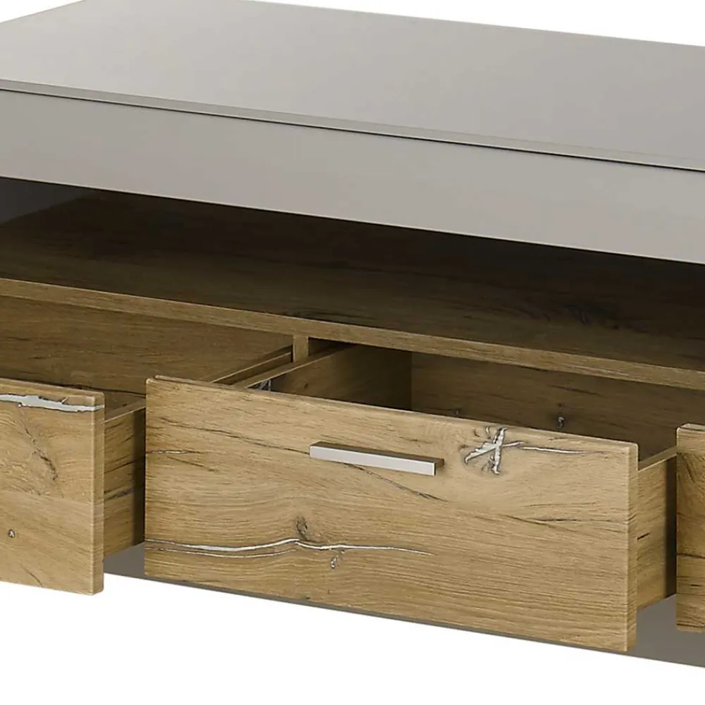 Wohnen TV Lowboard in Hellgrau & Zinneiche NB - Lioscas