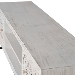 Wohnen TV Lowboard in Mangoholz White Wash - Fudorus