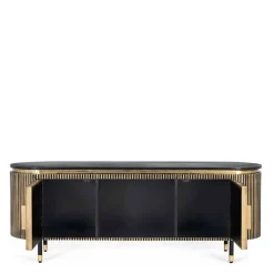 Wohnen TV Lowboard in Schwarz mit Bronze - Hayato