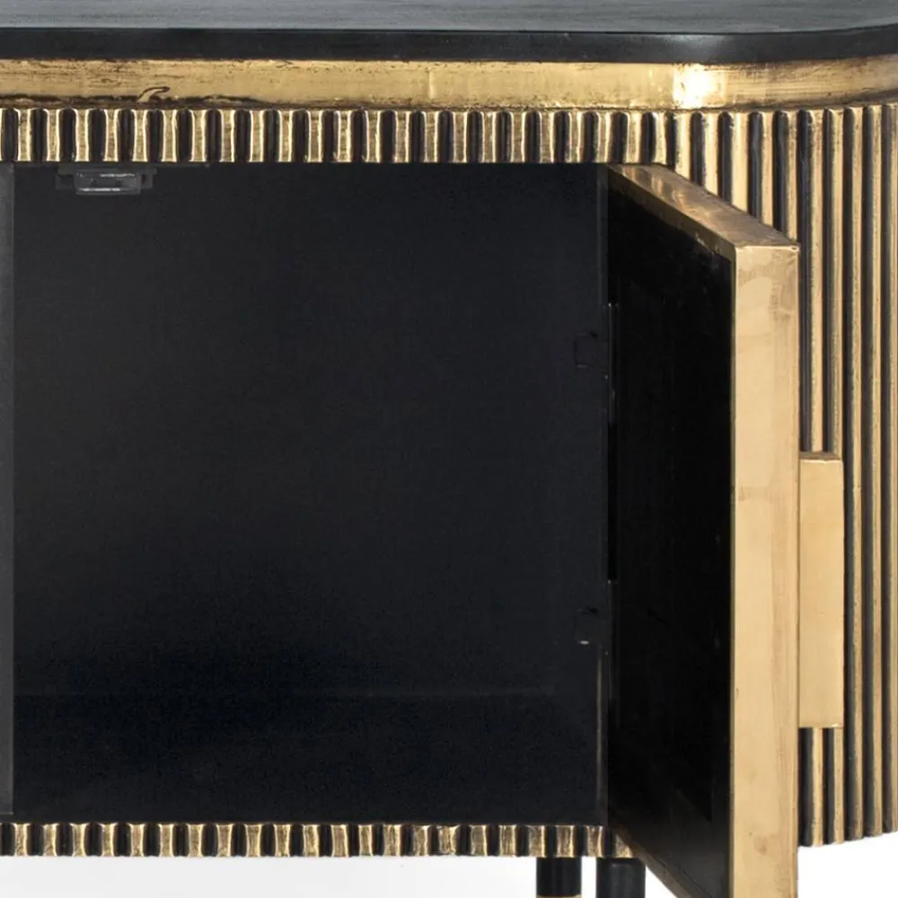 Wohnen TV Lowboard in Schwarz mit Bronze - Hayato